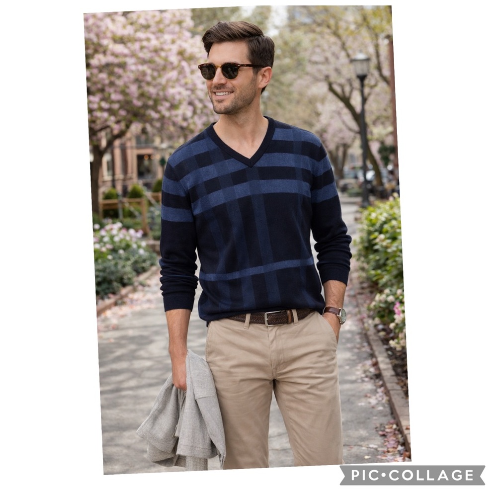 Toscano Firenze Patrick Assaraf Merino Wool Blend V-Neck Sweater Men’s XL